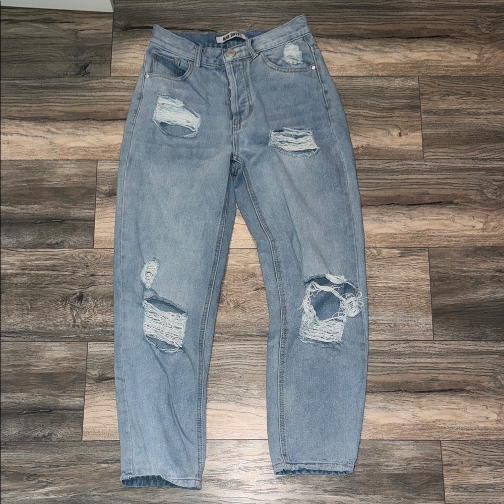 Men's Relaxed Fit Distressed Blue Jeans